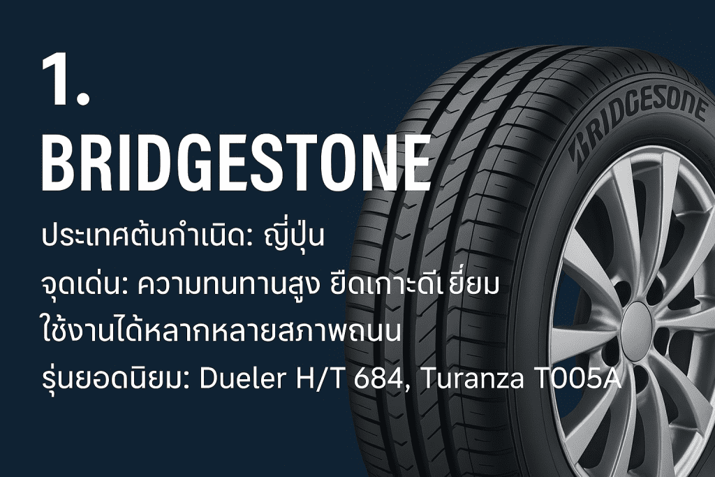 ยี่ห้อยางรถยนต์ที่ดีที่สุด ปี 2025 จาก Autotirechecking.com